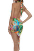 Luli Fama Birds Of Paradise Halter Neck Cut Out Asymmetric Midi Dress